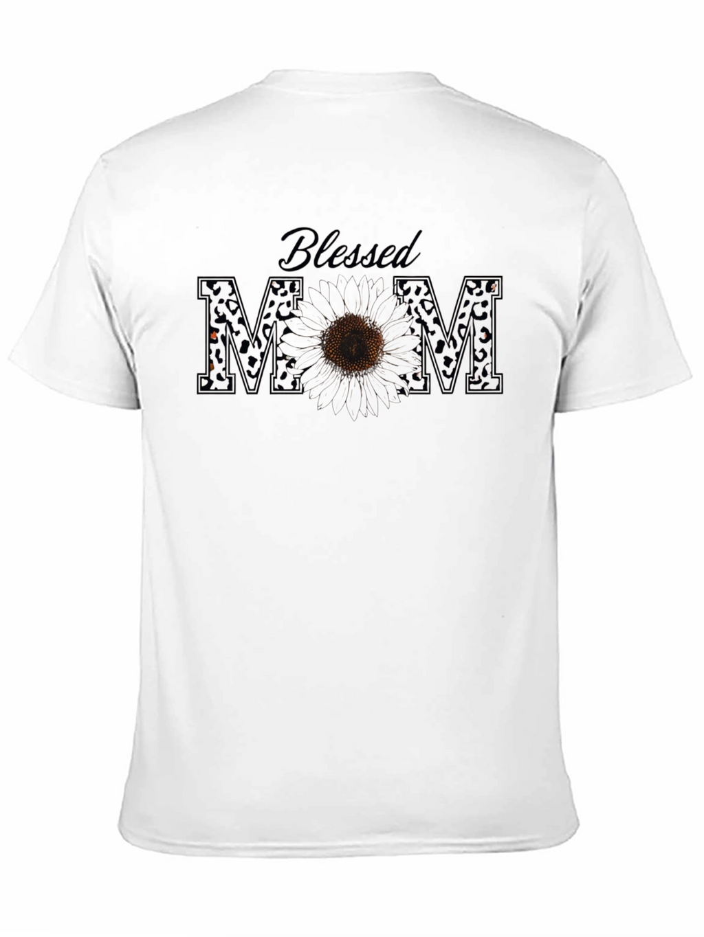 Blessed Mom Leopard Print Sunflower Graphic Tee