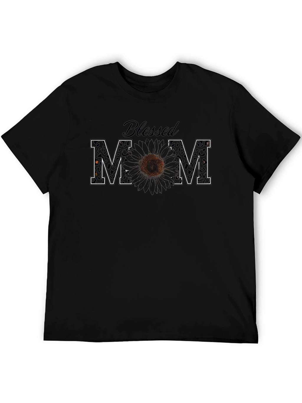 Blessed Mom Leopard Print Sunflower Graphic Tee
