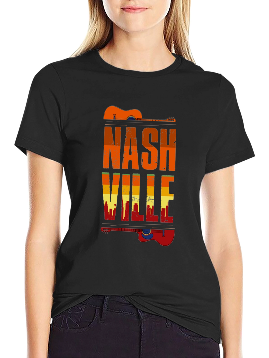 Nashville Guitar Skyline Graphic T-Shirt