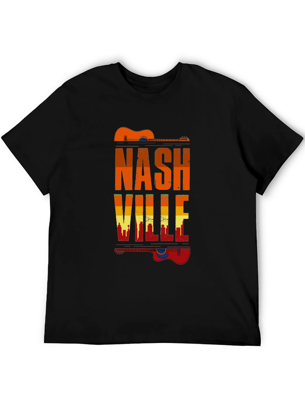Nashville Guitar Skyline Graphic T-Shirt