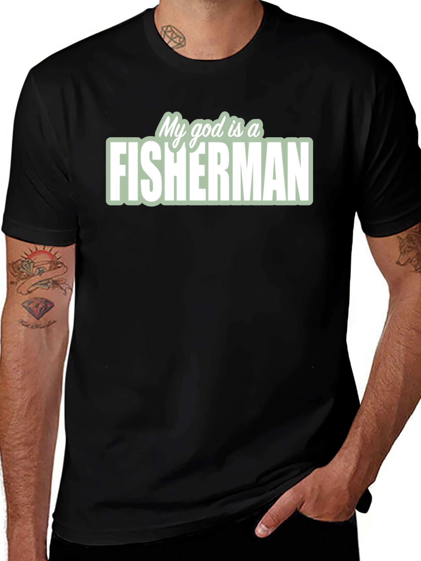 My God is a Fisherman T-Shirt - Black