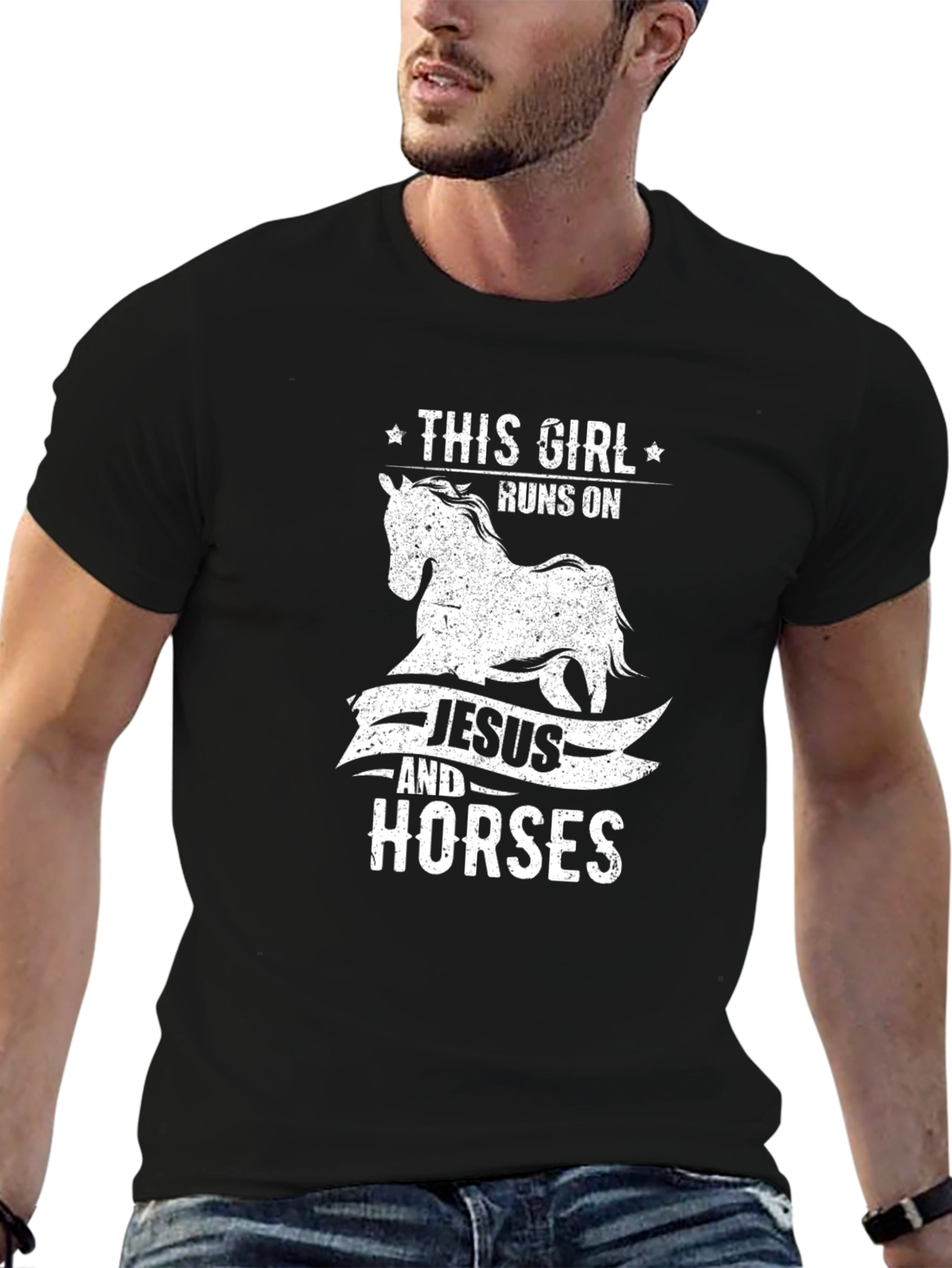 This Girl Runs on Jesus and Horses T-Shirt