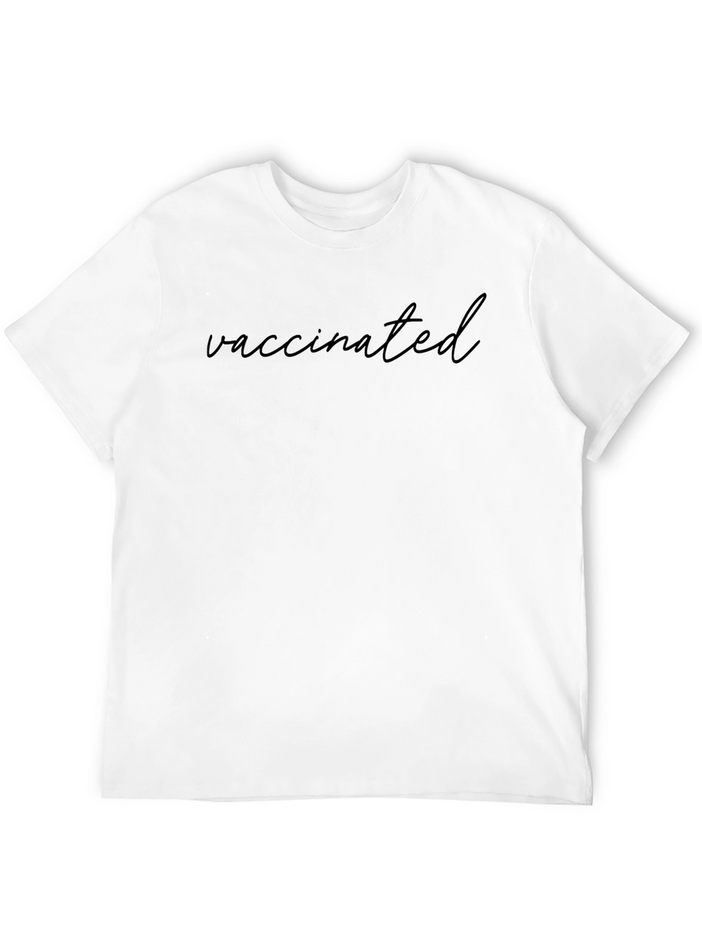 Vaccinated Black T-Shirt Crew Neck Short Sleeve