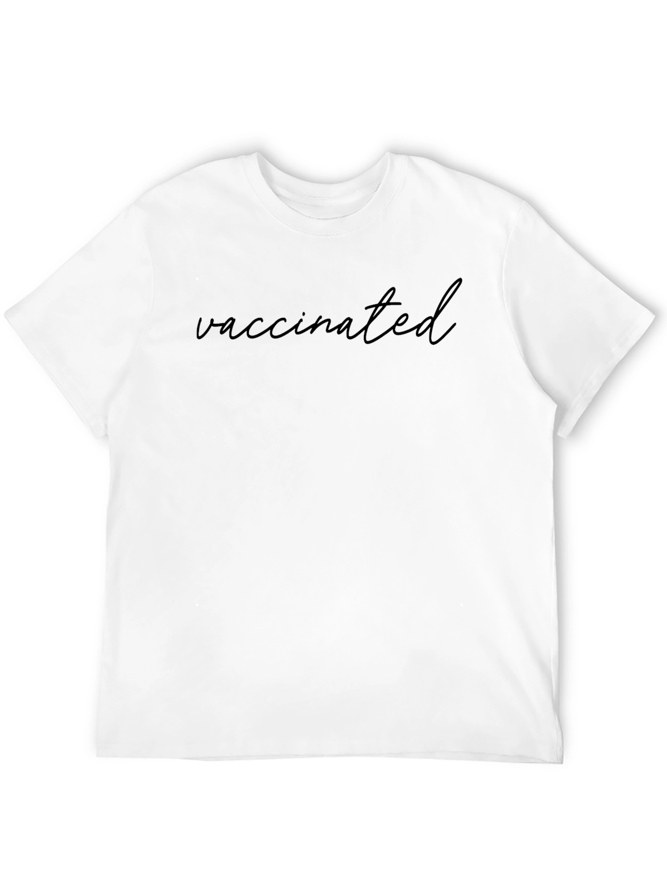 Vaccinated Black T-Shirt Crew Neck Short Sleeve