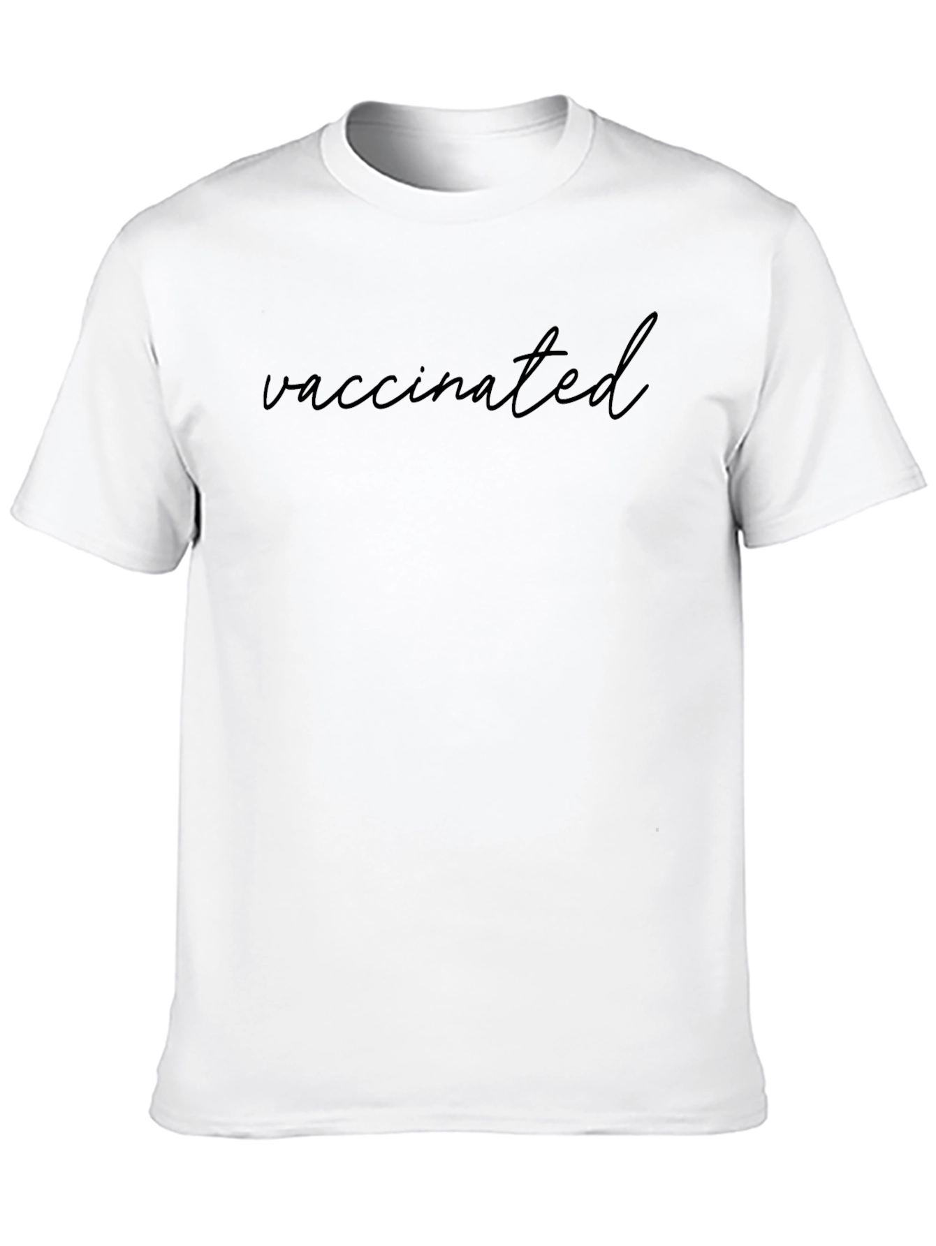 Vaccinated Black T-Shirt Crew Neck Short Sleeve