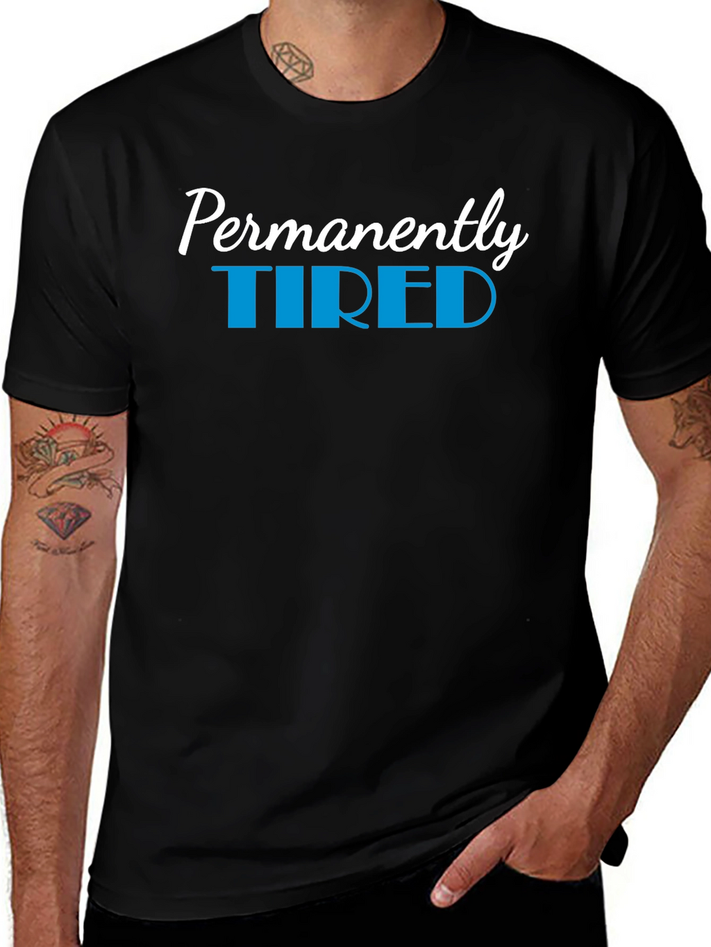 Permanently Tired Black Graphic T-Shirt