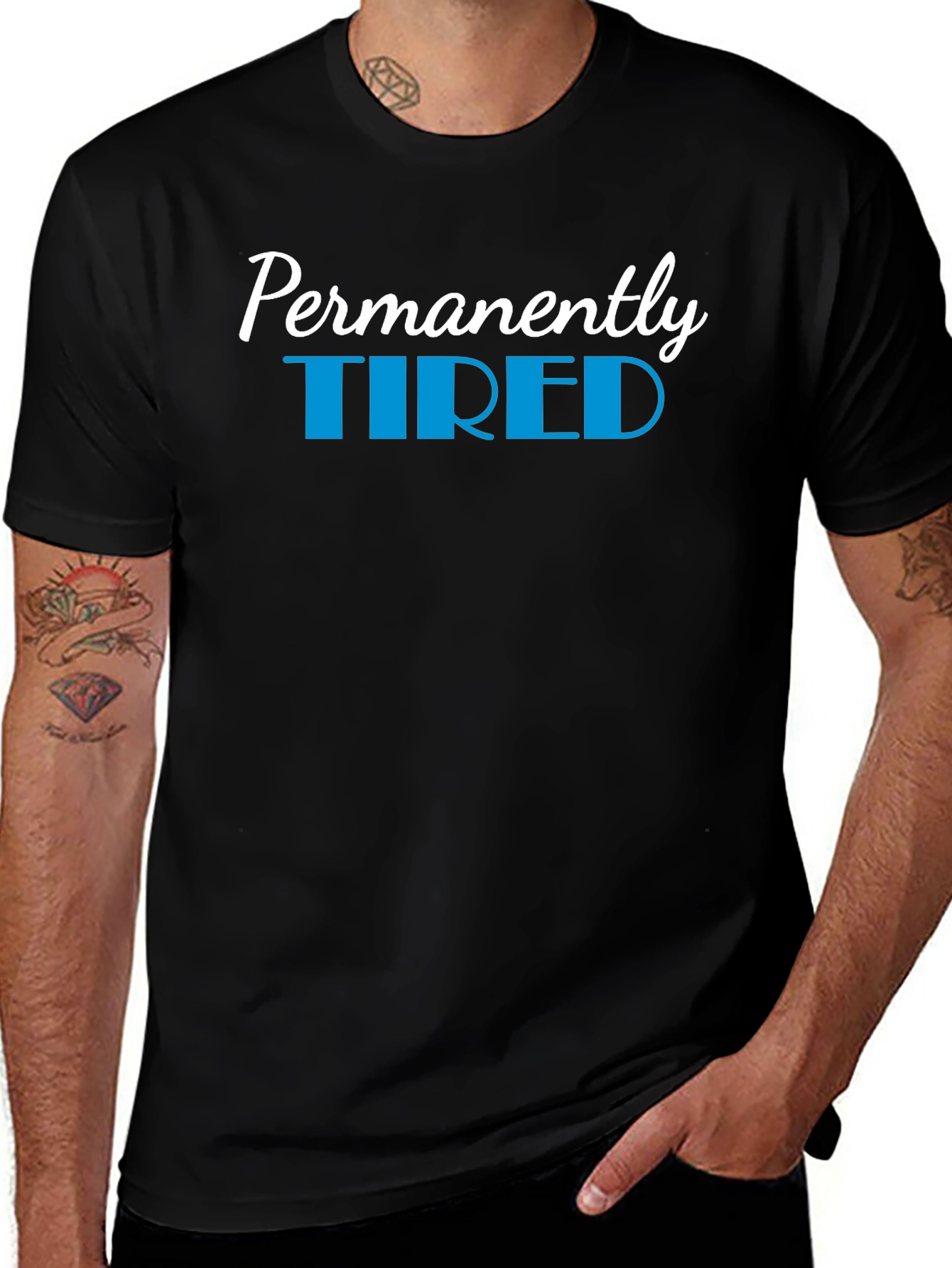 Permanently Tired Black Graphic T-Shirt