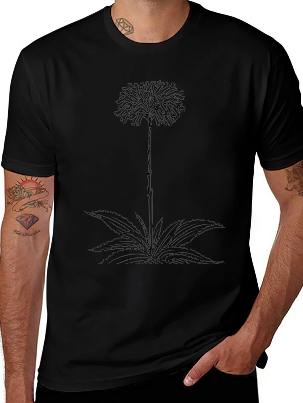 Botanical Graphic Tee - Black Cotton Comfort