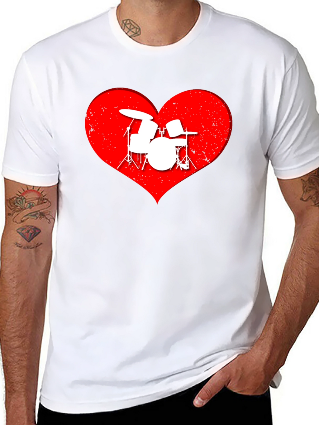 Drummer Heartbeat T-Shirt - Music Lover Tee