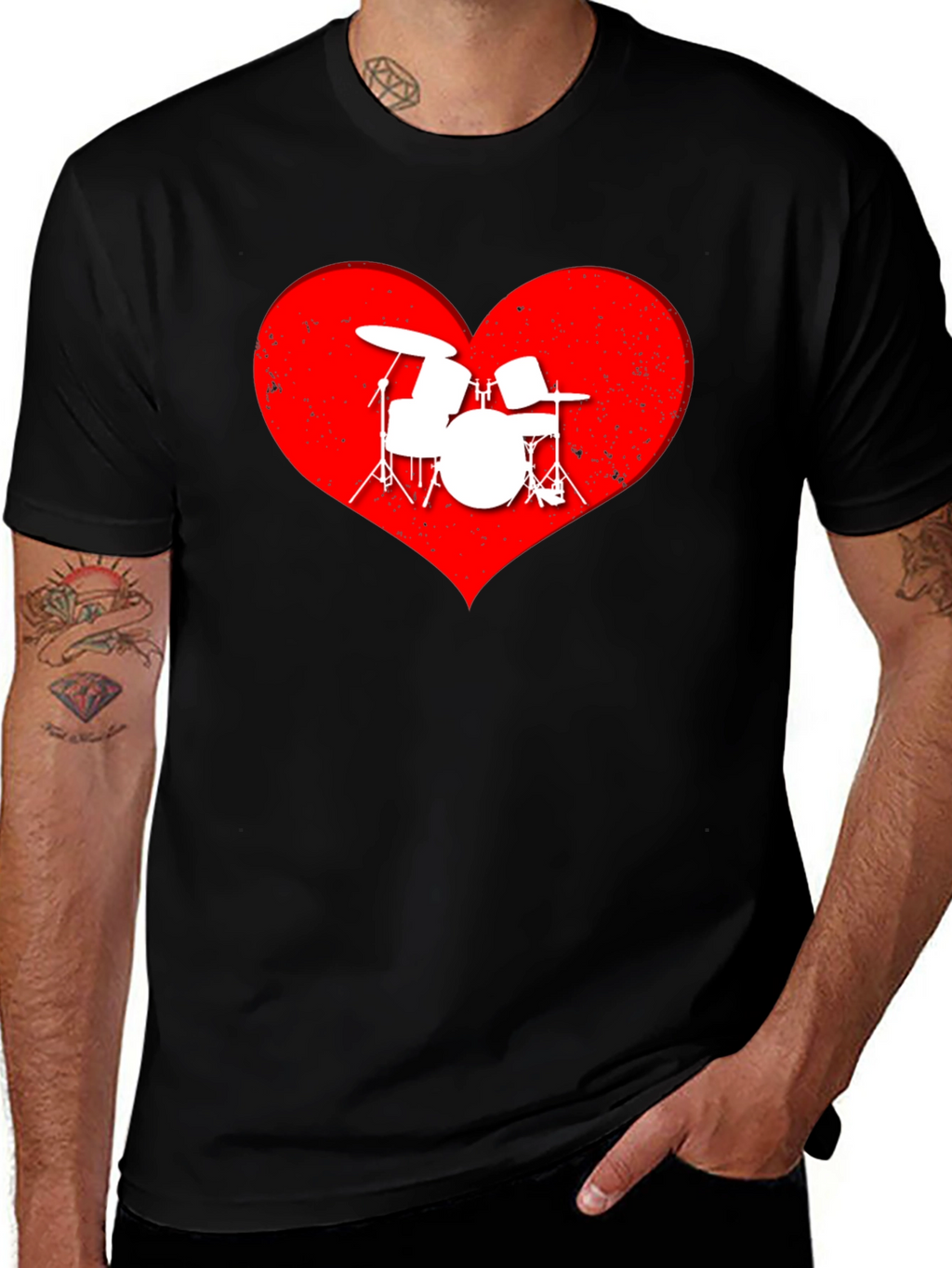 Drummer Heartbeat T-Shirt - Music Lover Tee