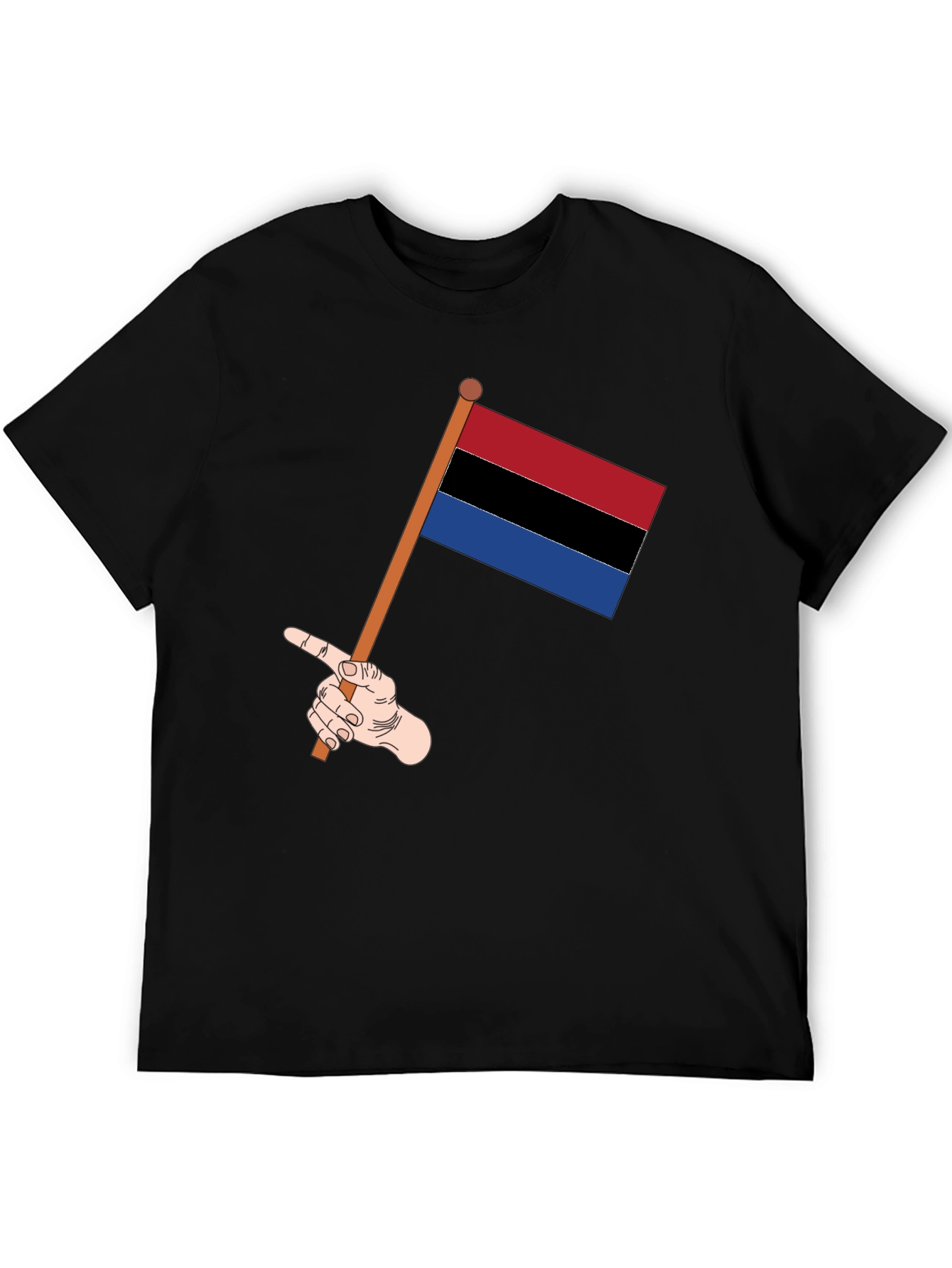 Striped Flag Graphic Tee - Black