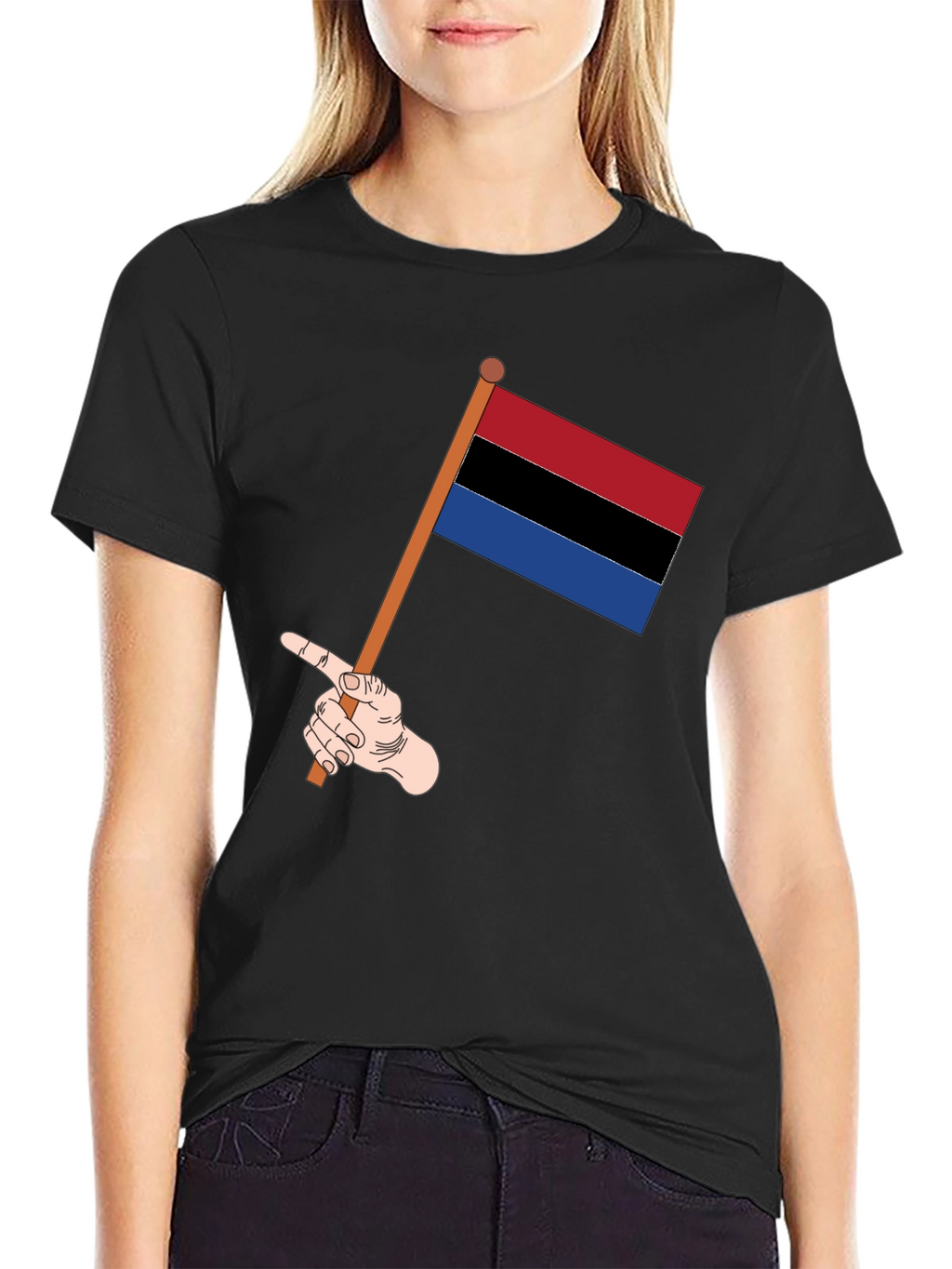 Striped Flag Graphic Tee - Black