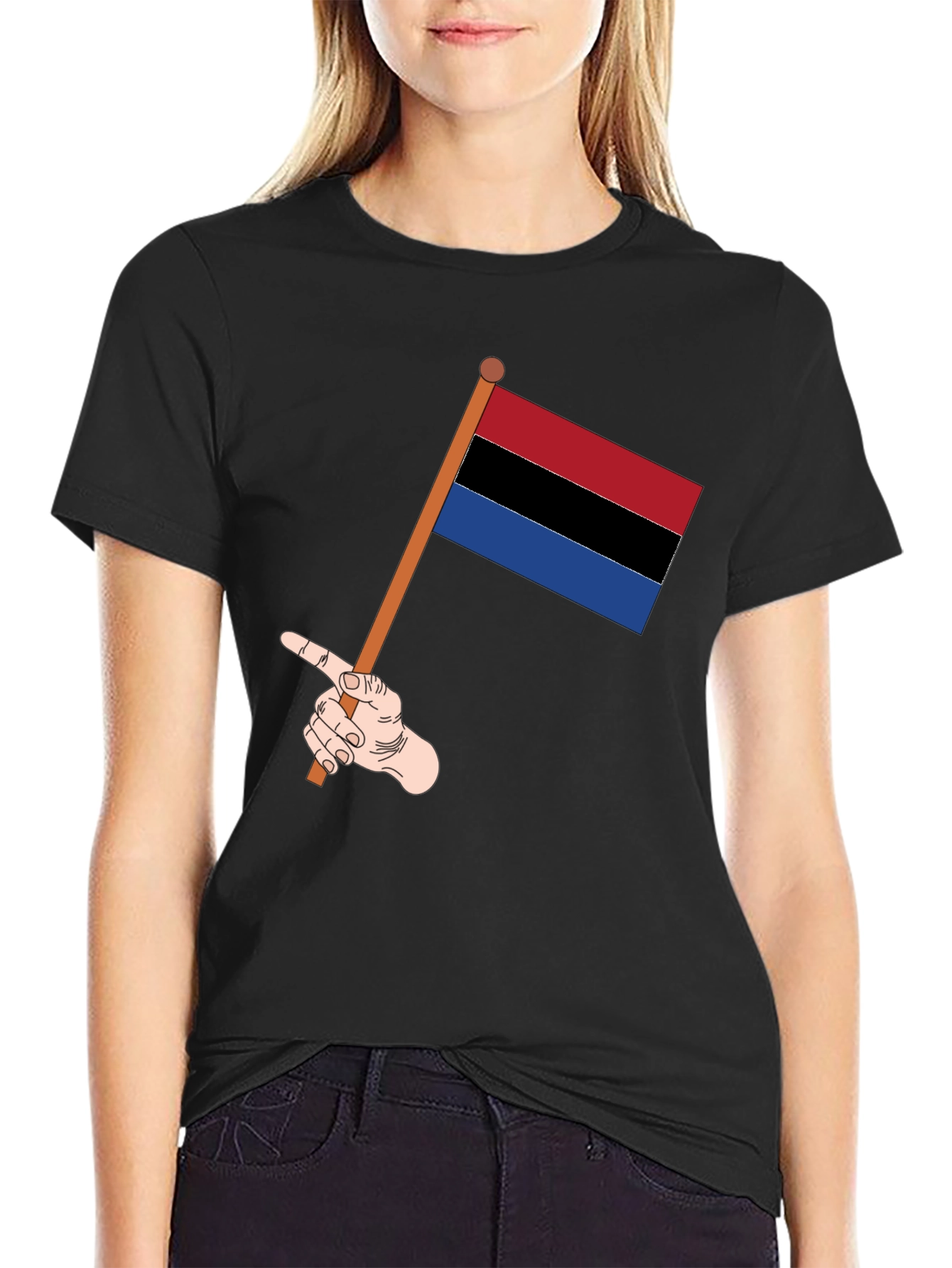 Striped Flag Graphic Tee - Black