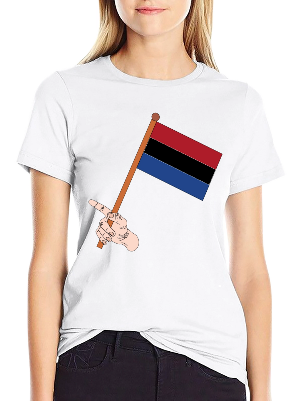 Striped Flag Graphic Tee - Black