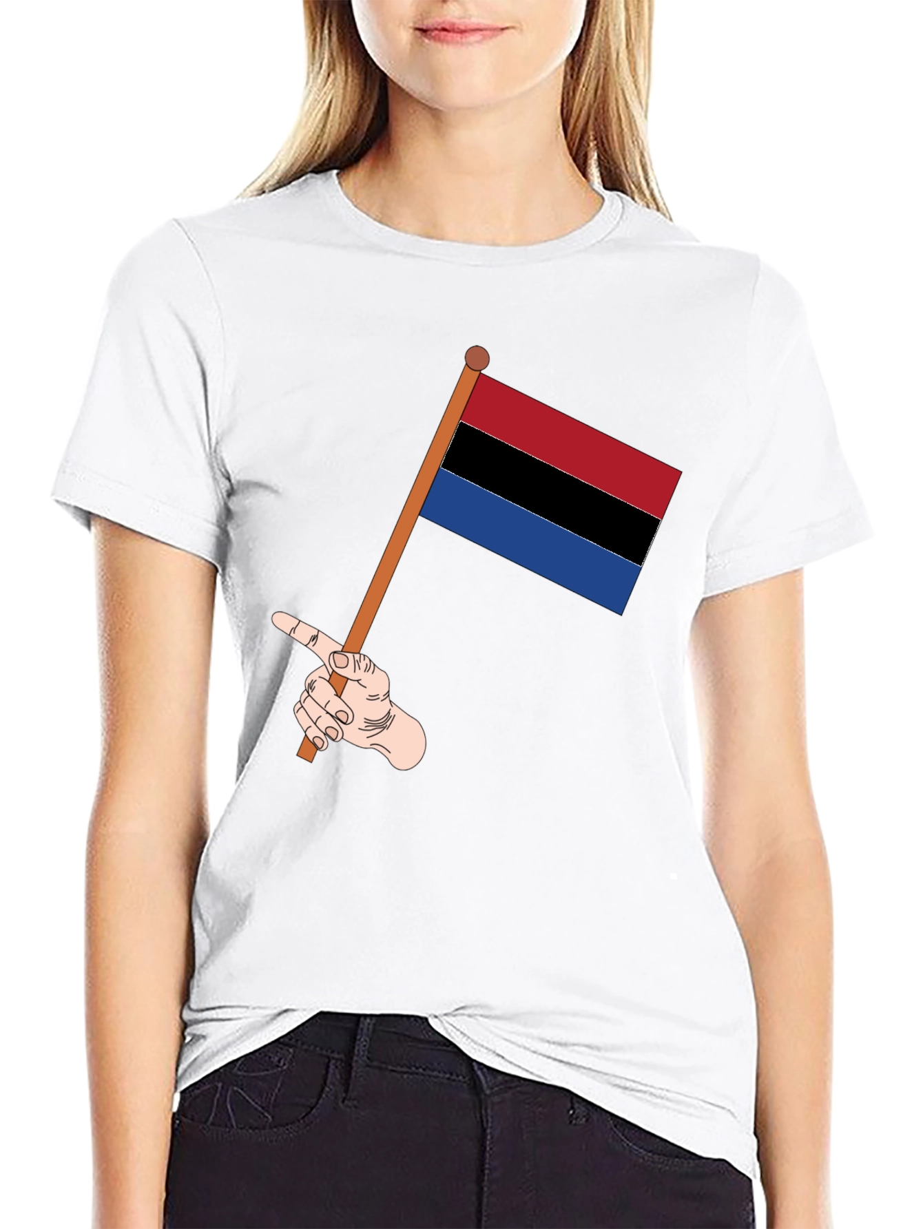 Striped Flag Graphic Tee - Black