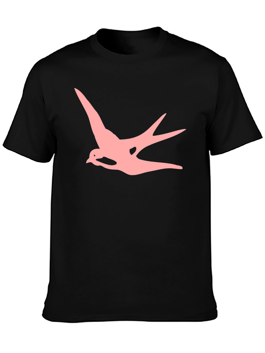 Mens Black T-shirt with Pink Swallow Graphic