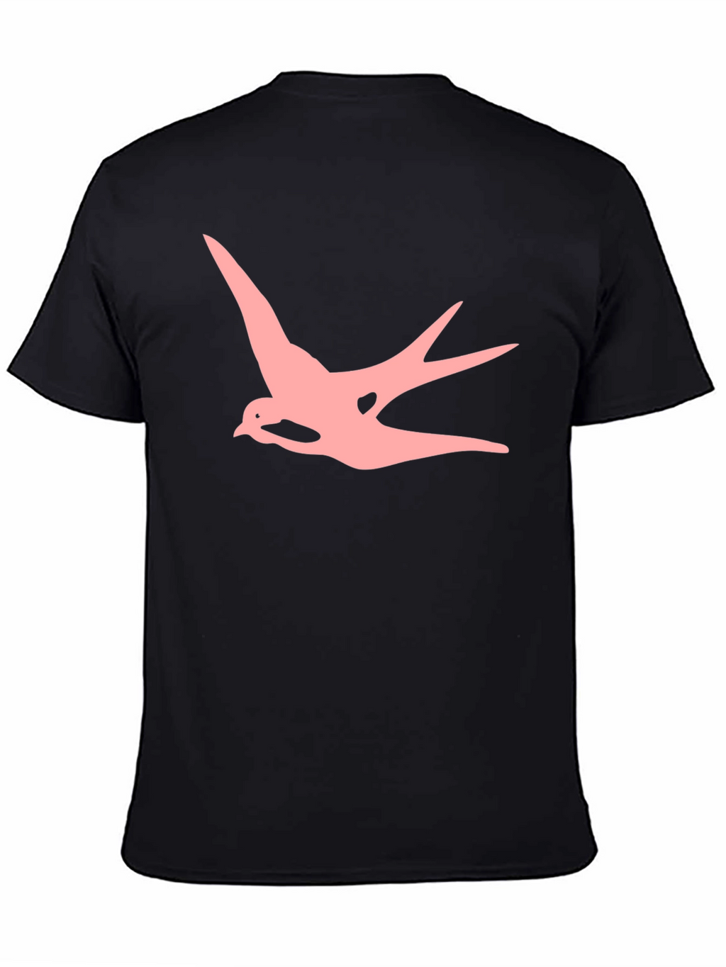 Mens Black T-shirt with Pink Swallow Graphic