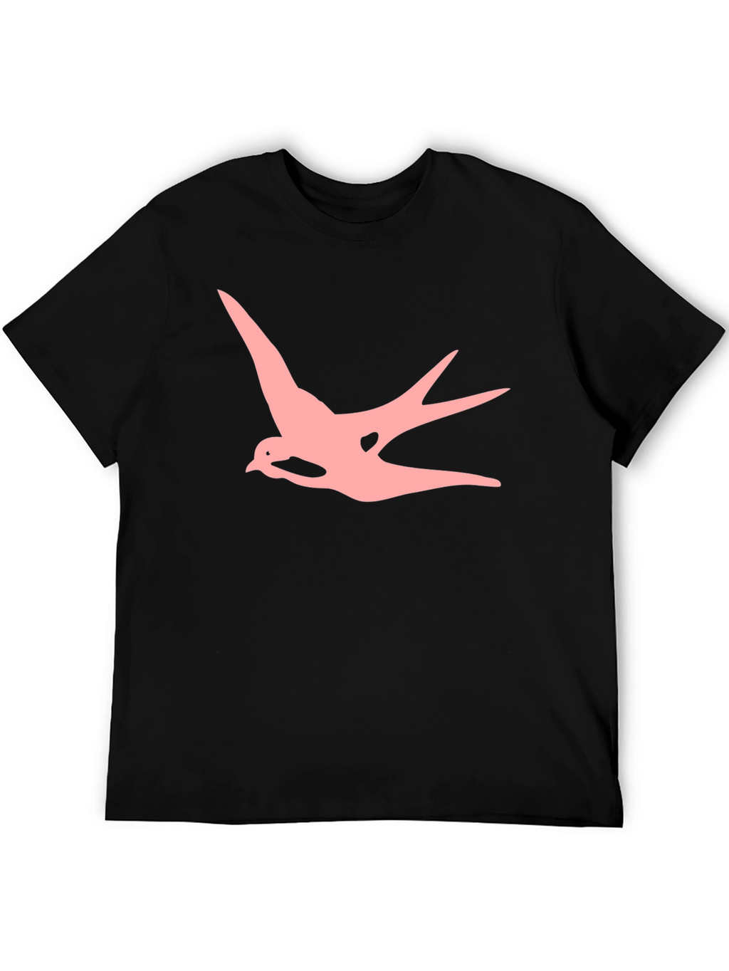 Mens Black T-shirt with Pink Swallow Graphic