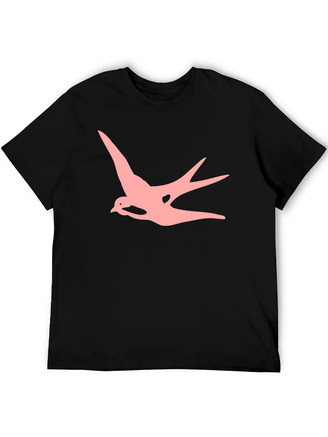 Mens Black T-shirt with Pink Swallow Graphic
