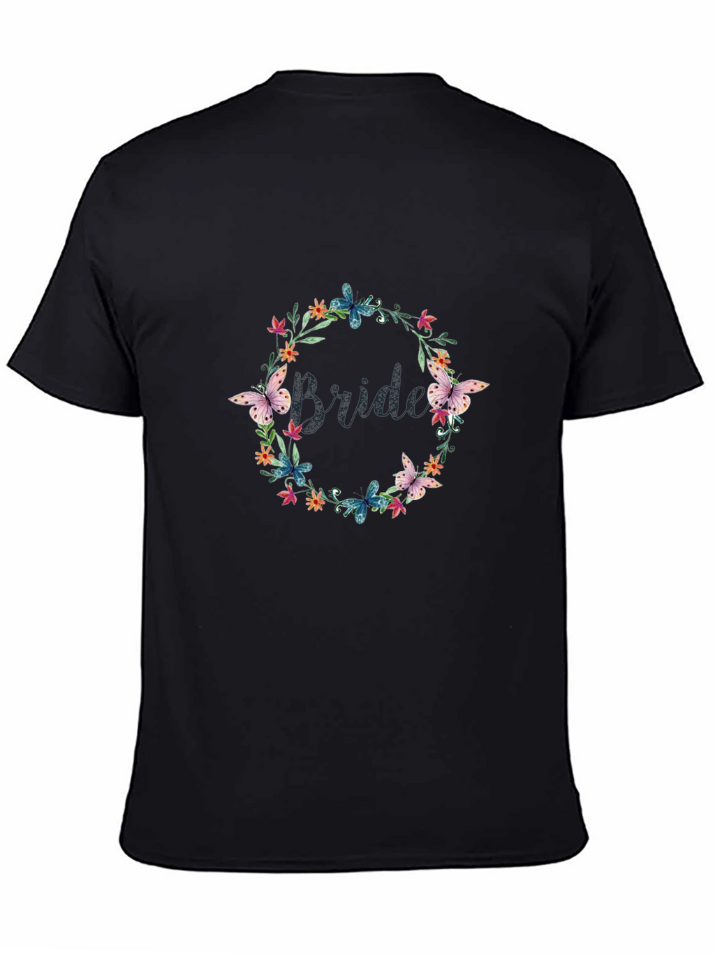 Bride Floral Wreath Graphic Tee - Black