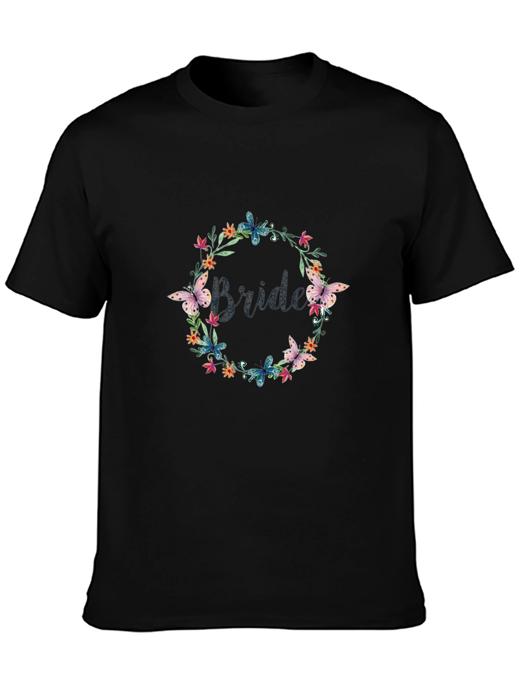 Bride Floral Wreath Graphic Tee - Black