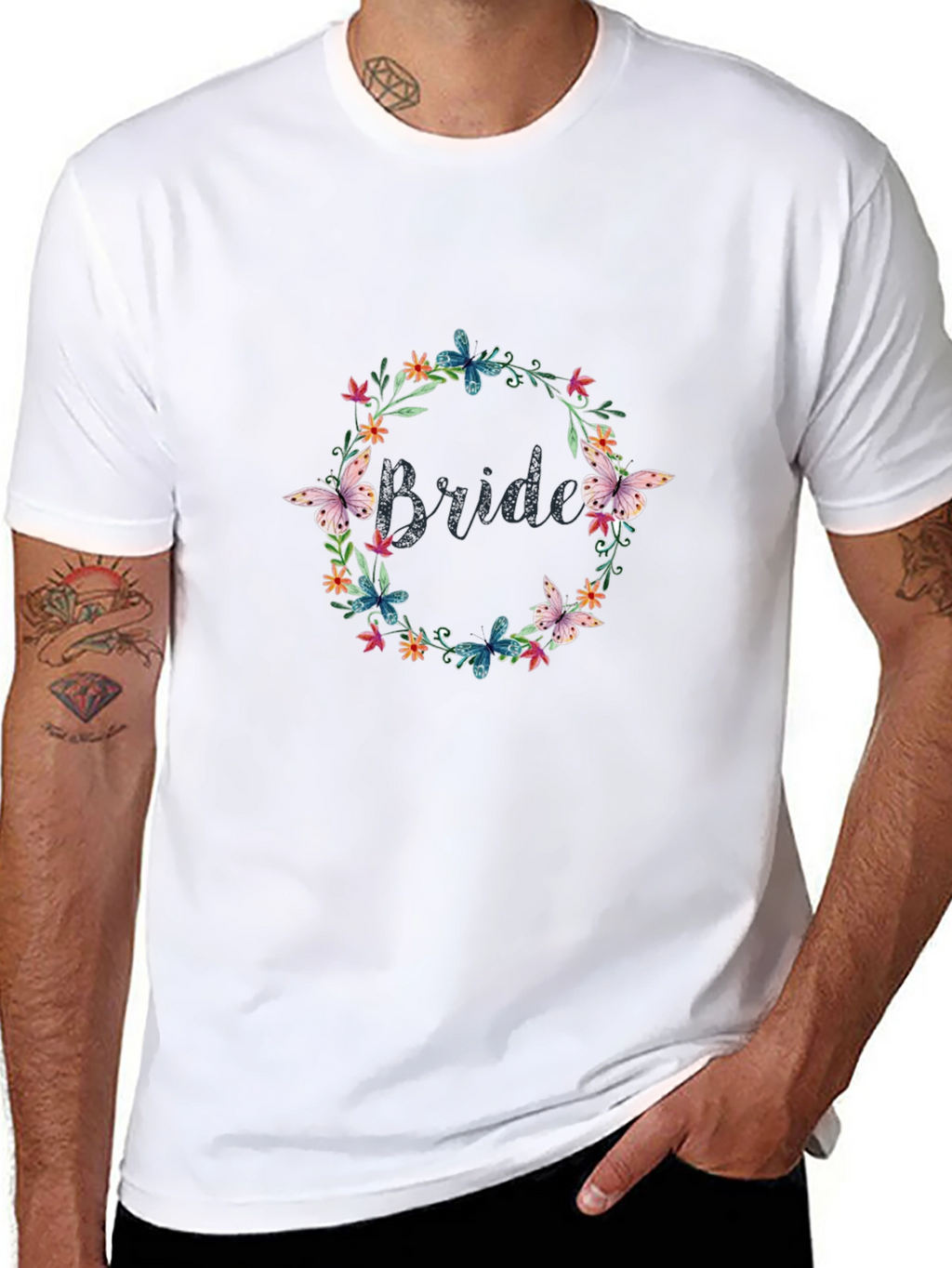 Bride Floral Wreath Graphic Tee - Black