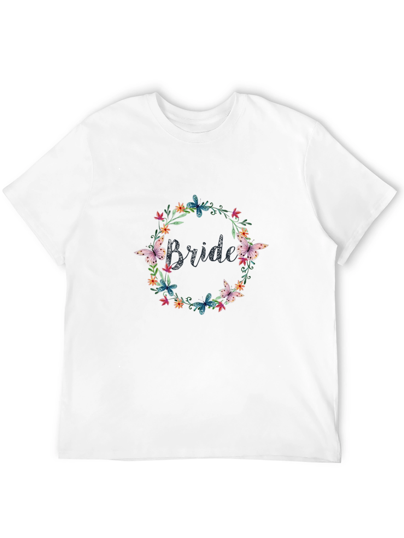 Bride Floral Wreath Graphic Tee - Black
