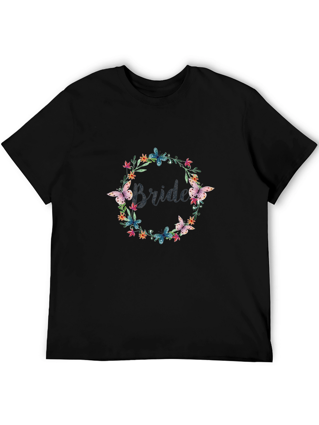 Bride Floral Wreath Graphic Tee - Black