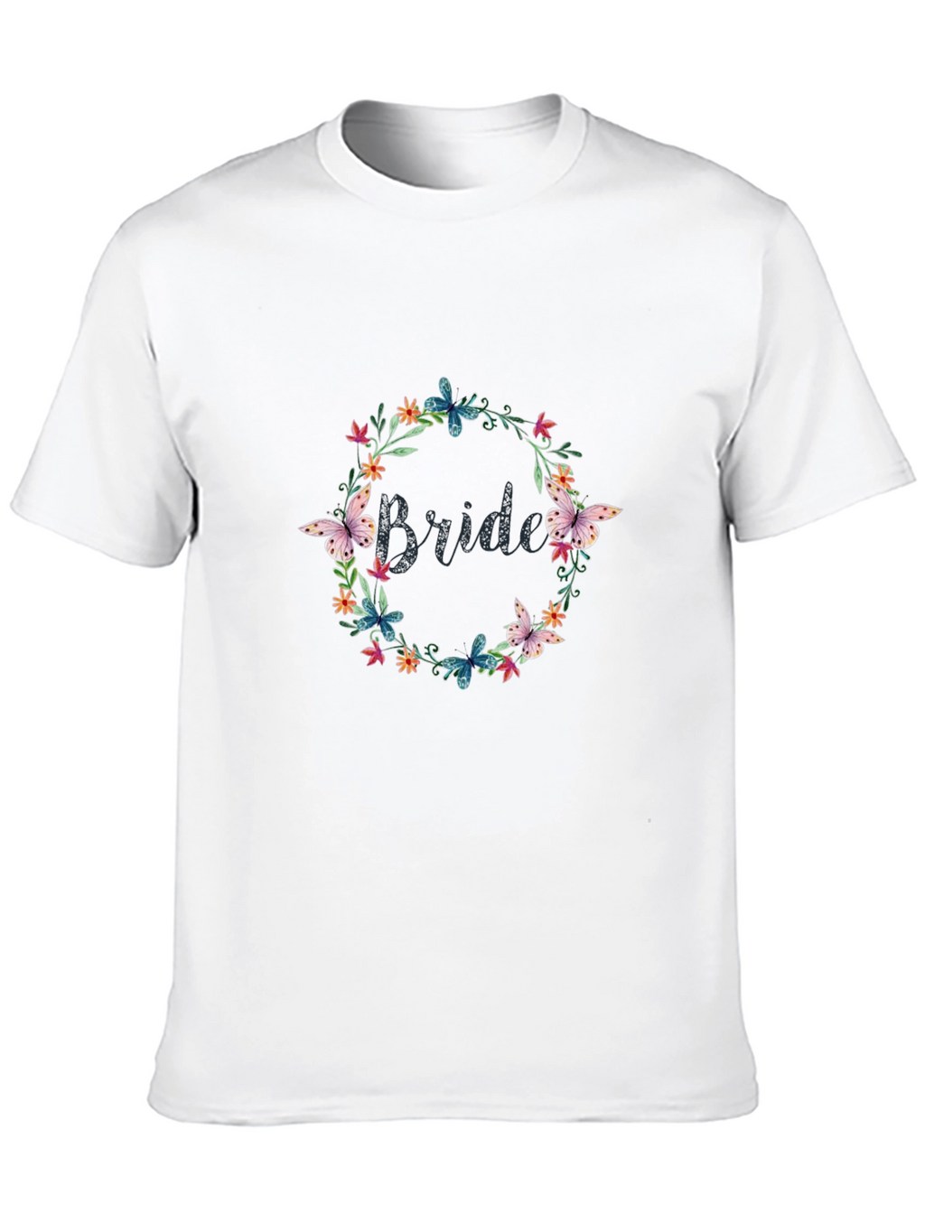 Bride Floral Wreath Graphic Tee - Black