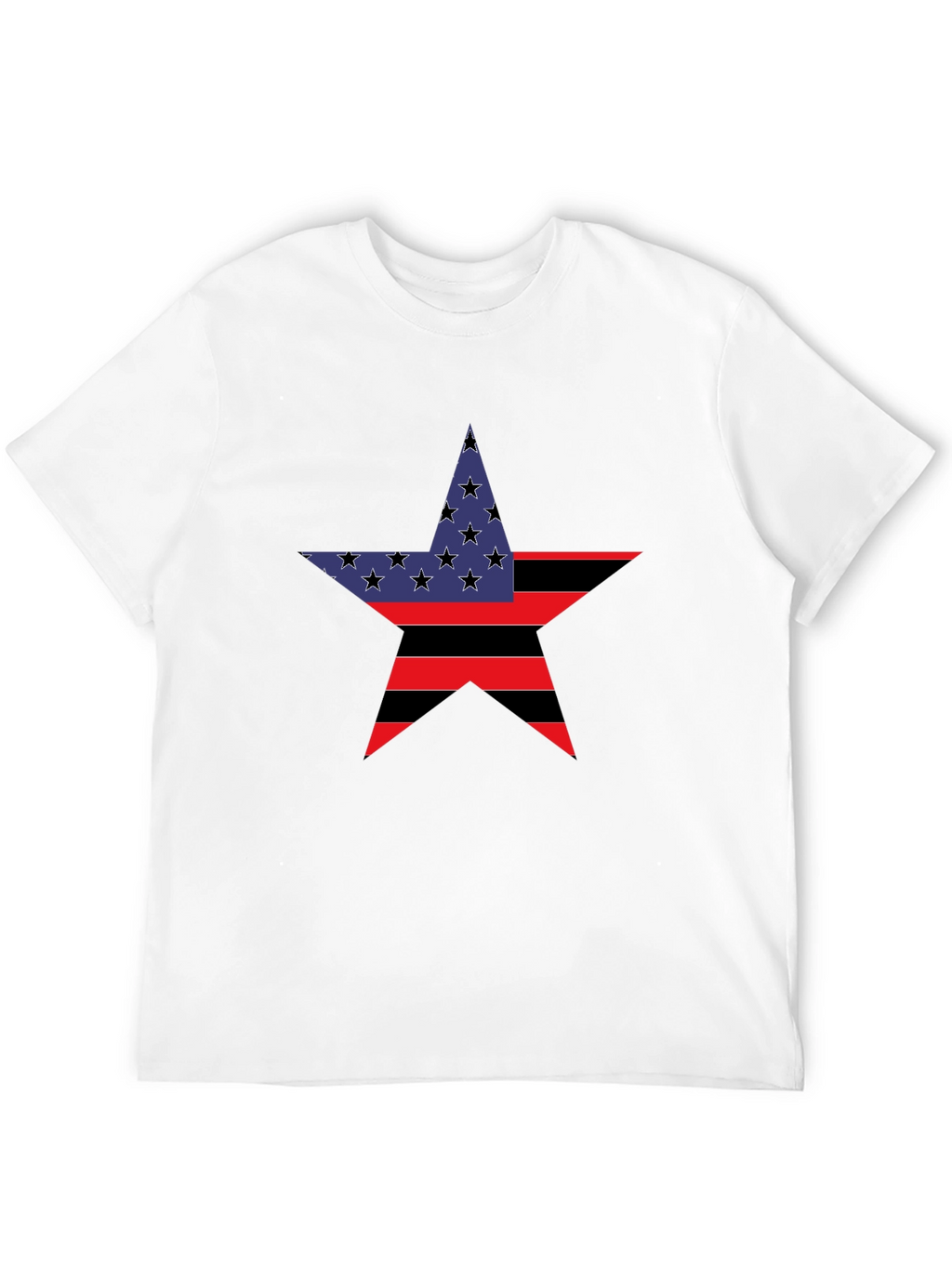 Patriotic Star Graphic Tee - Black