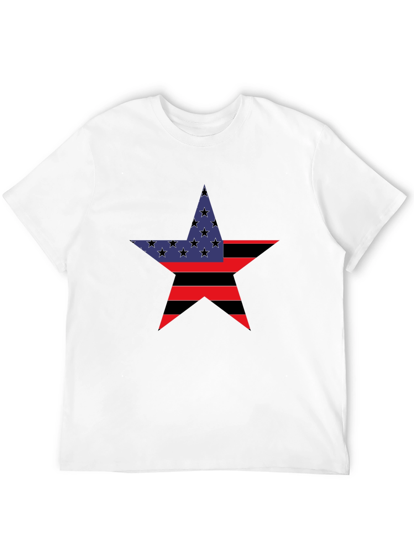 Patriotic Star Graphic Tee - Black