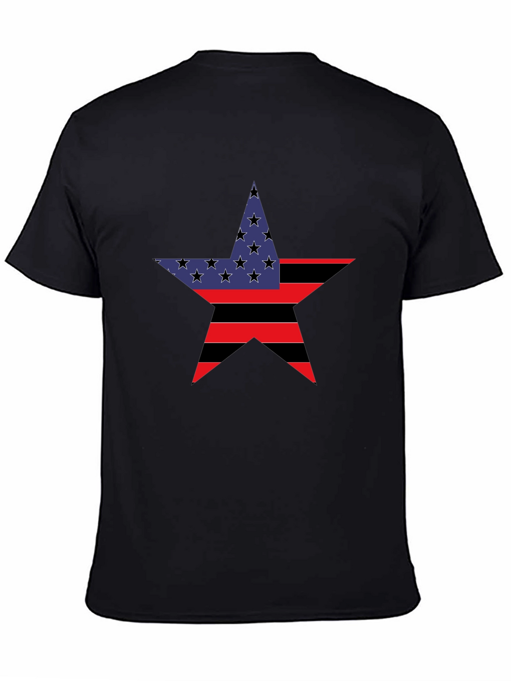 Patriotic Star Graphic Tee - Black