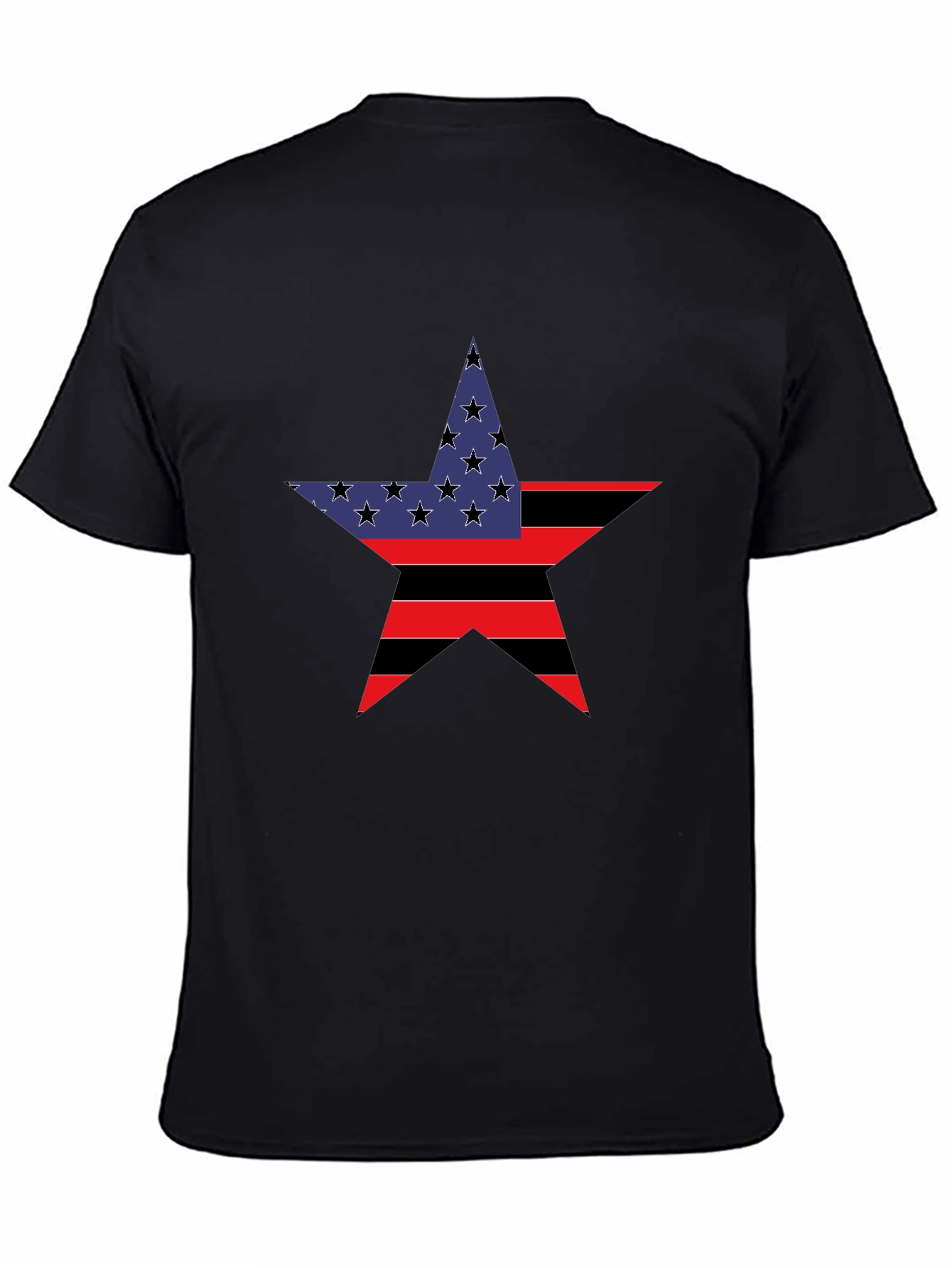 Patriotic Star Graphic Tee - Black