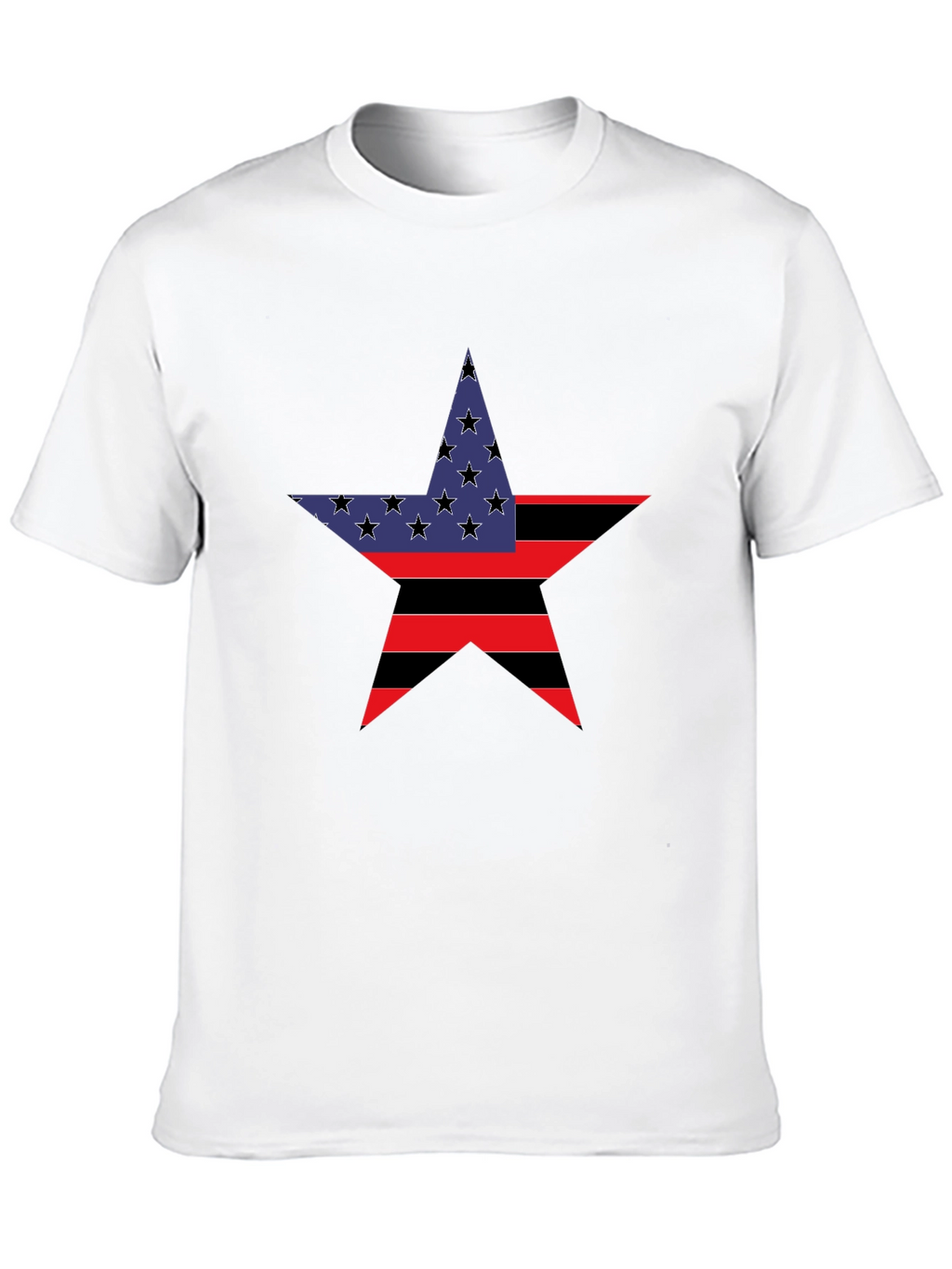 Patriotic Star Graphic Tee - Black