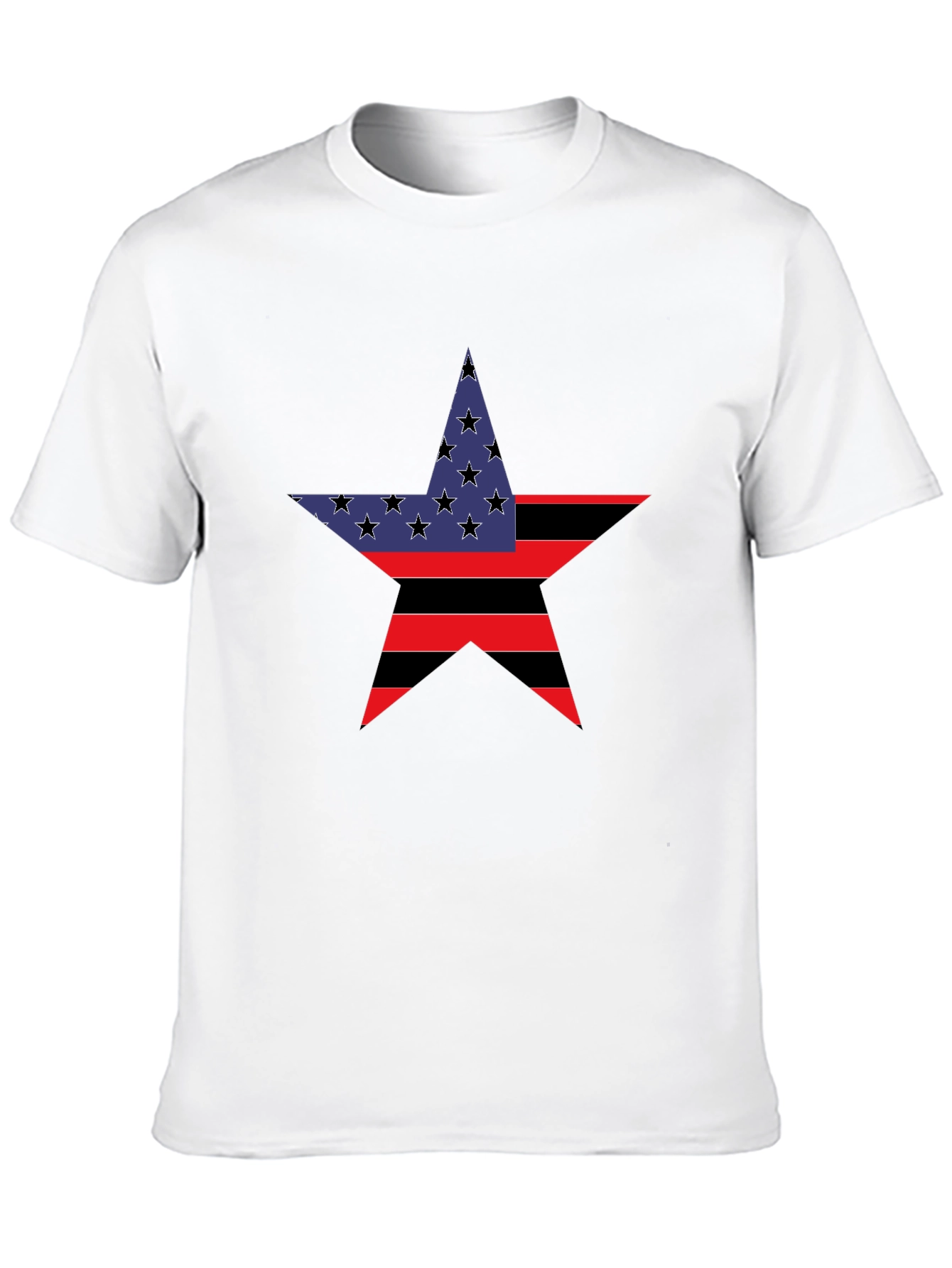 Patriotic Star Graphic Tee - Black