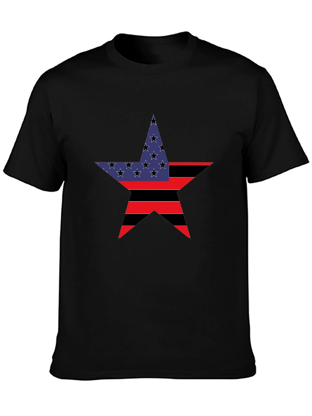 Patriotic Star Graphic Tee - Black