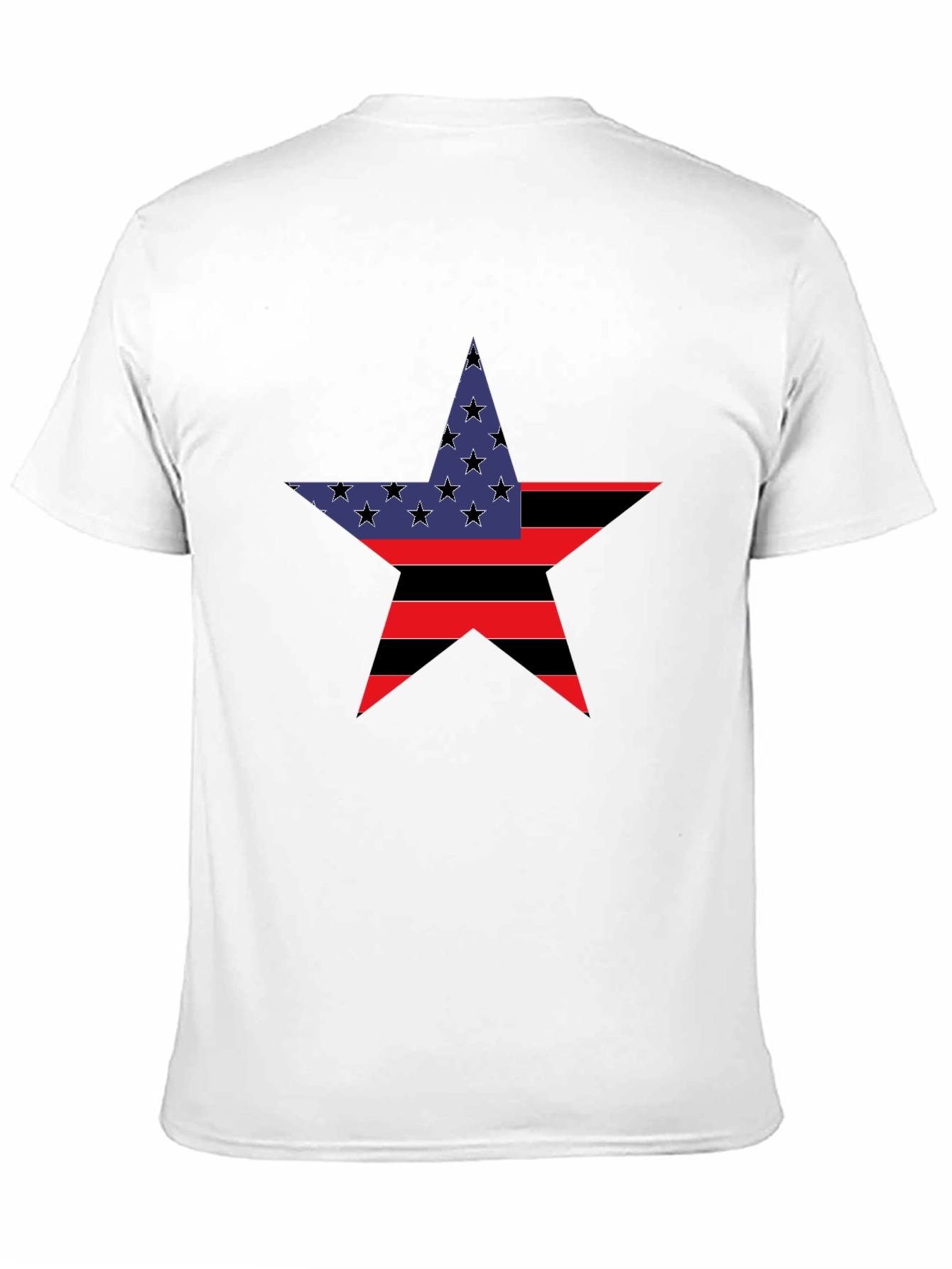 Patriotic Star Graphic Tee - Black