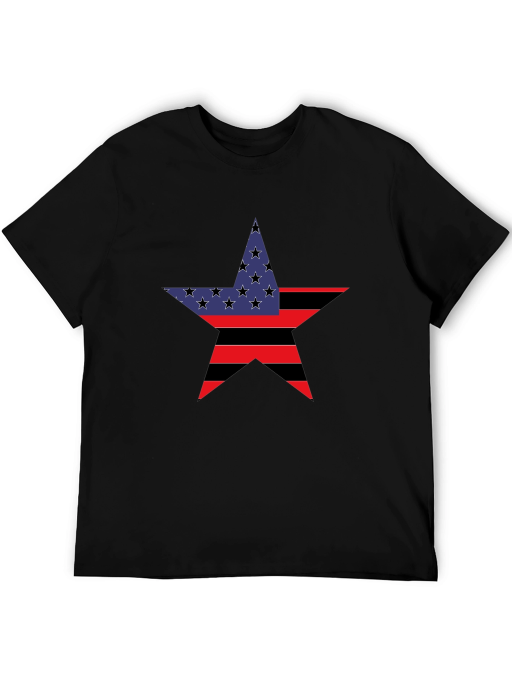 Patriotic Star Graphic Tee - Black
