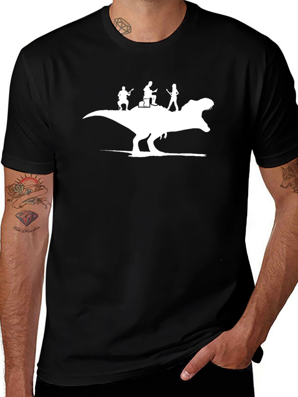Dino Band T-Shirt - Black Cotton Tee