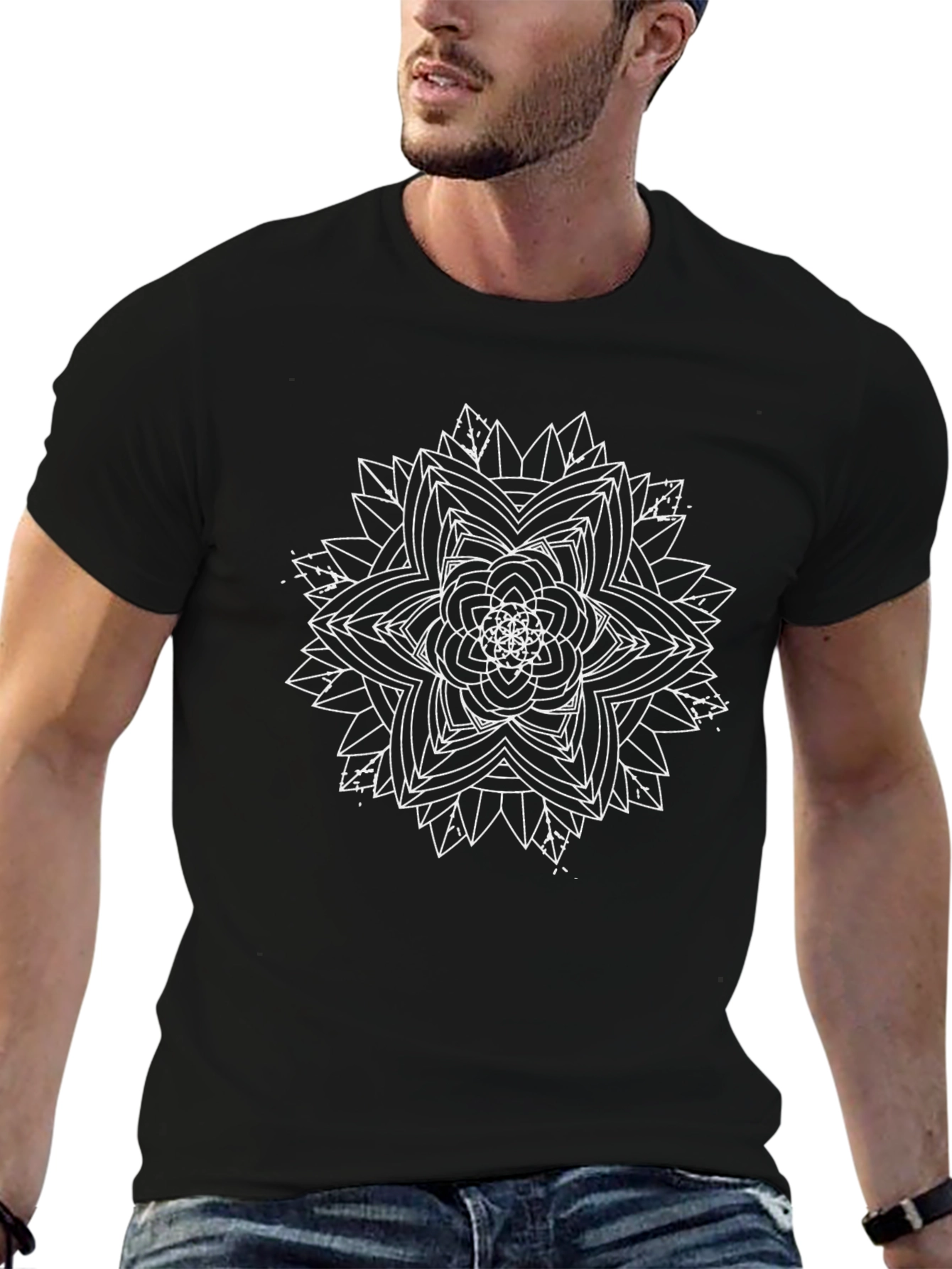 Geometric Mandala Graphic Print Tee - Modern Stylish Design