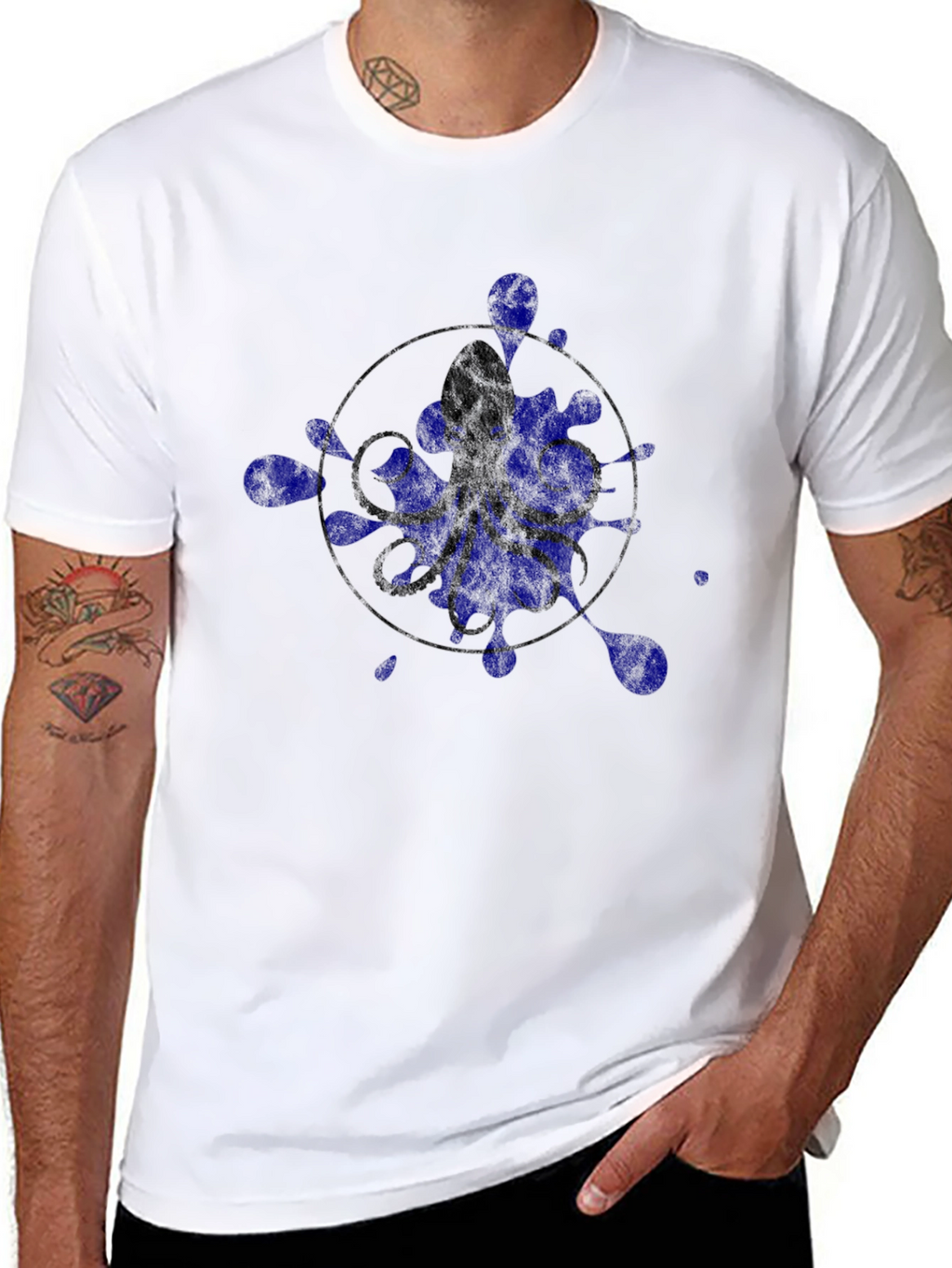 Octopus Ink Splatter Graphic Tee - Black