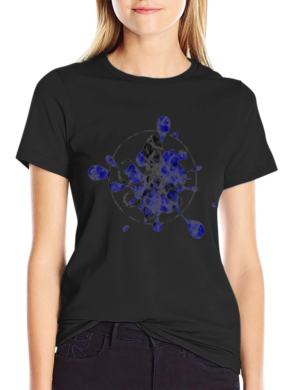 Octopus Ink Splatter Graphic Tee - Black