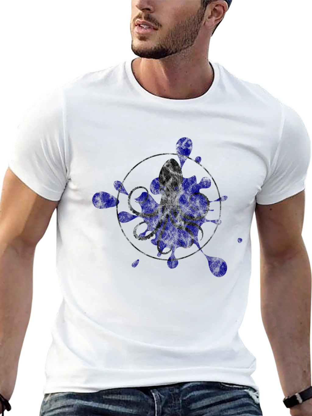 Octopus Ink Splatter Graphic Tee - Black