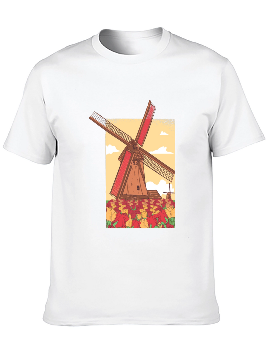 Dutch Windmill Tulip Field Graphic Tee