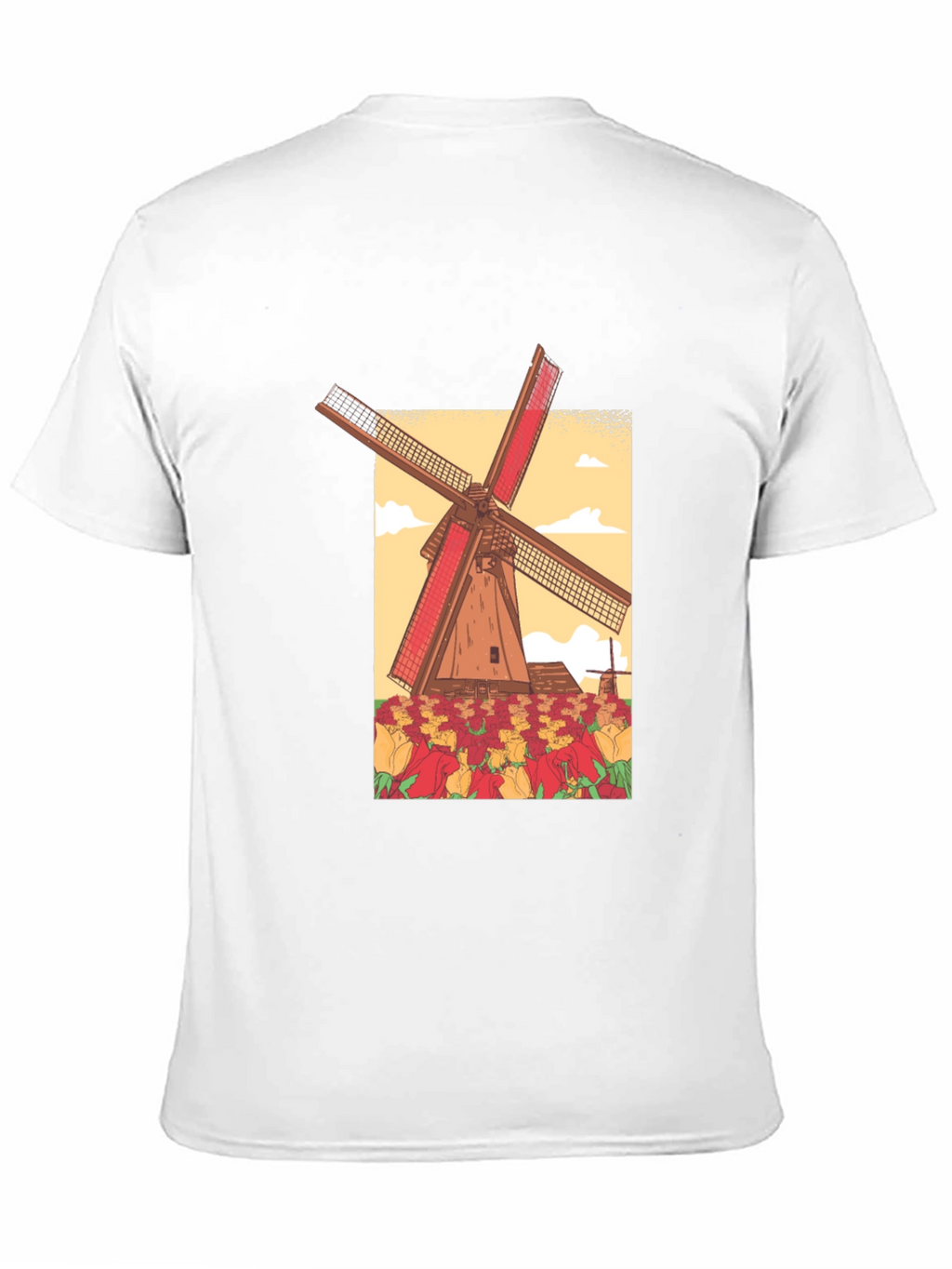 Dutch Windmill Tulip Field Graphic Tee