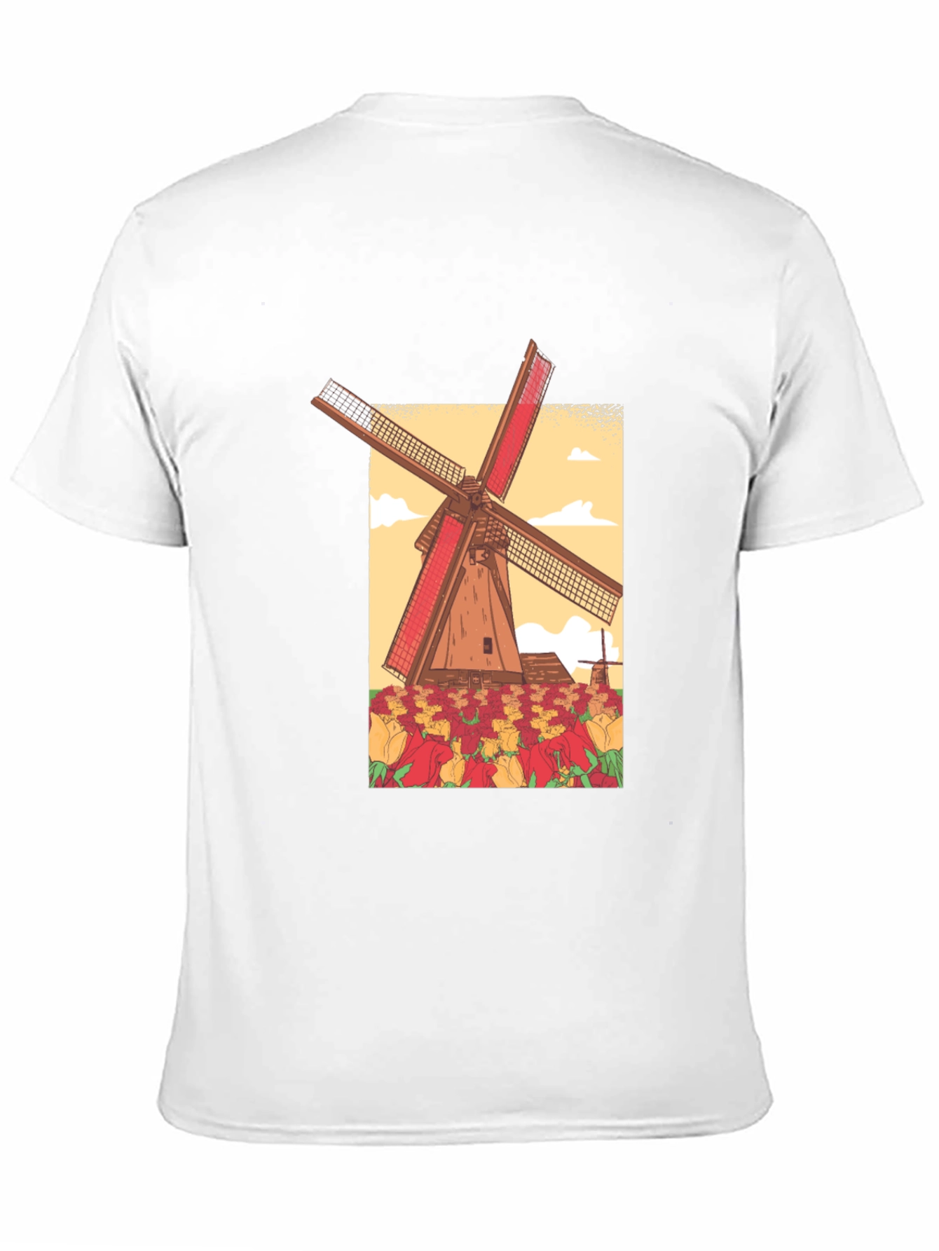 Dutch Windmill Tulip Field Graphic Tee