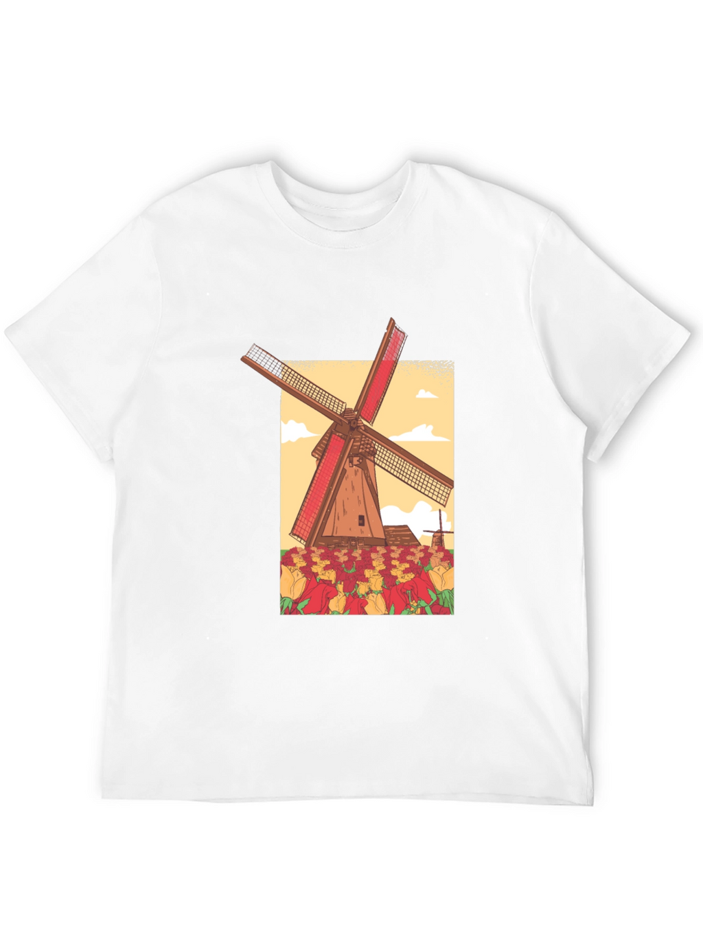 Dutch Windmill Tulip Field Graphic Tee