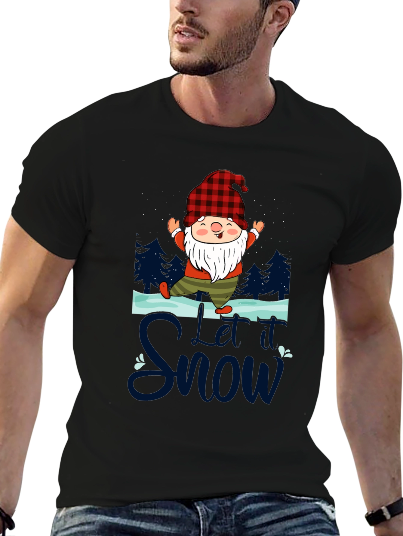 Let it Snow Gnome Graphic Tee - Festive Holiday Shirt