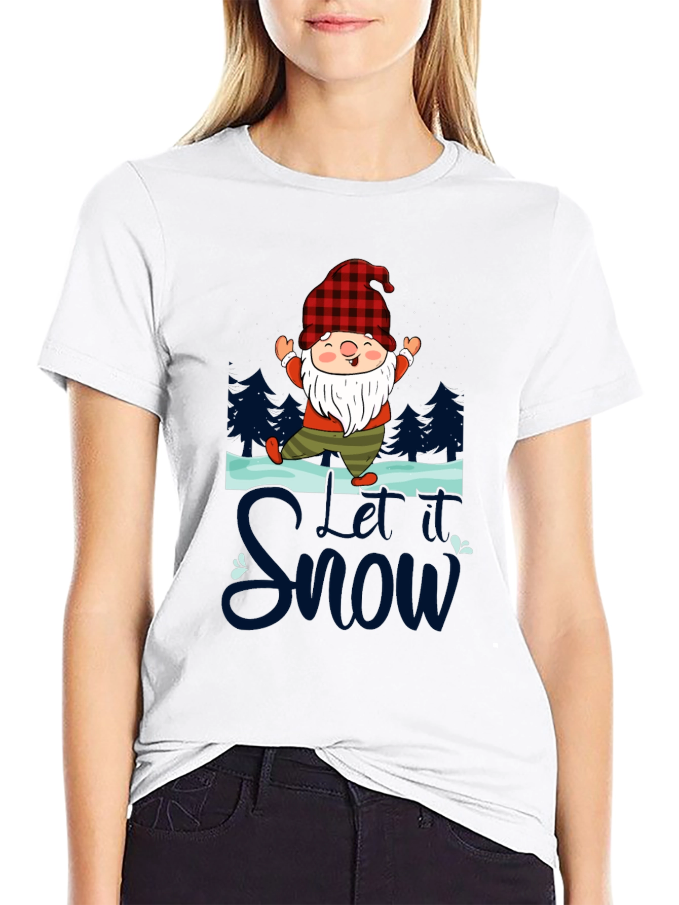 Let it Snow Gnome Graphic Tee - Festive Holiday Shirt