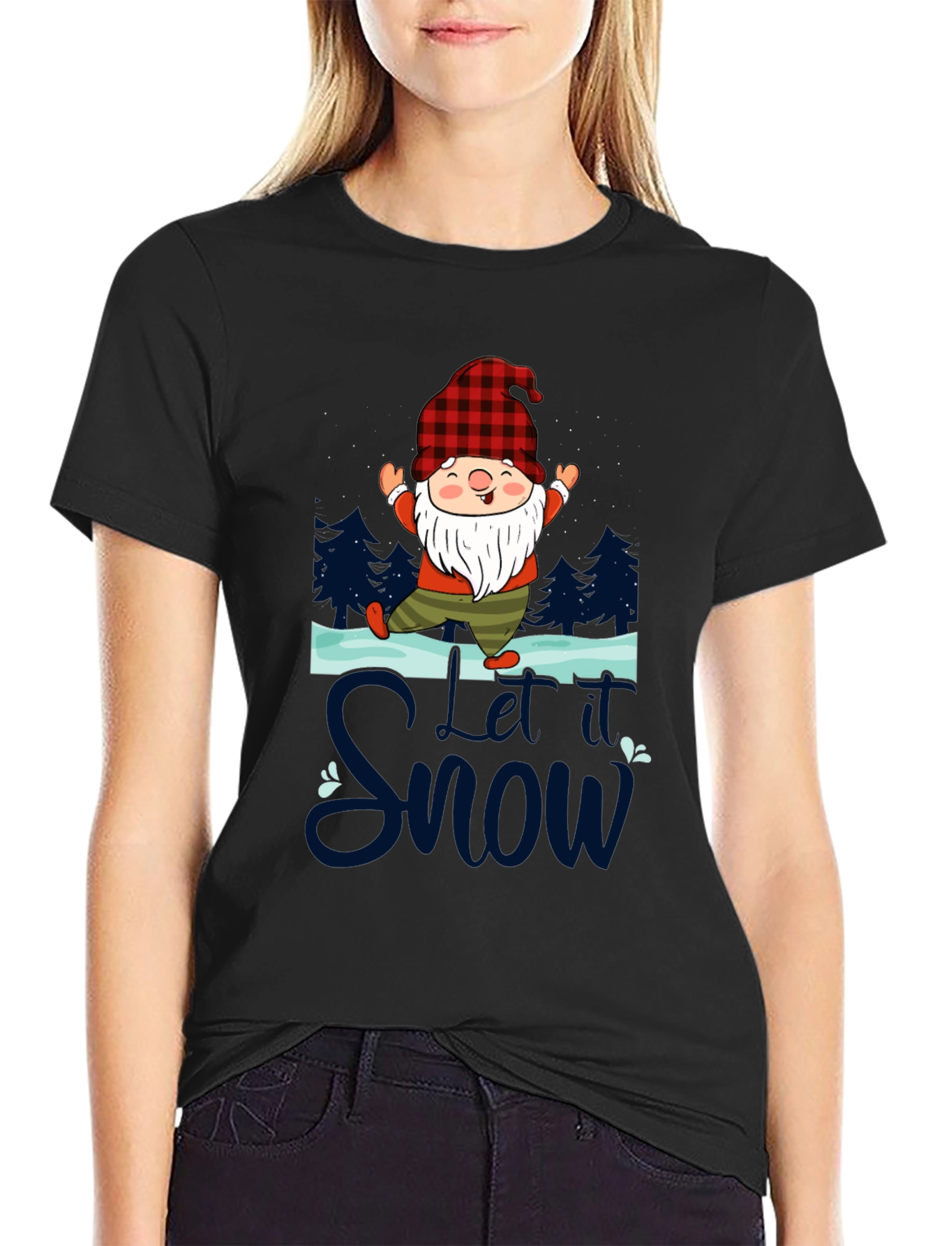 Let it Snow Gnome Graphic Tee - Festive Holiday Shirt